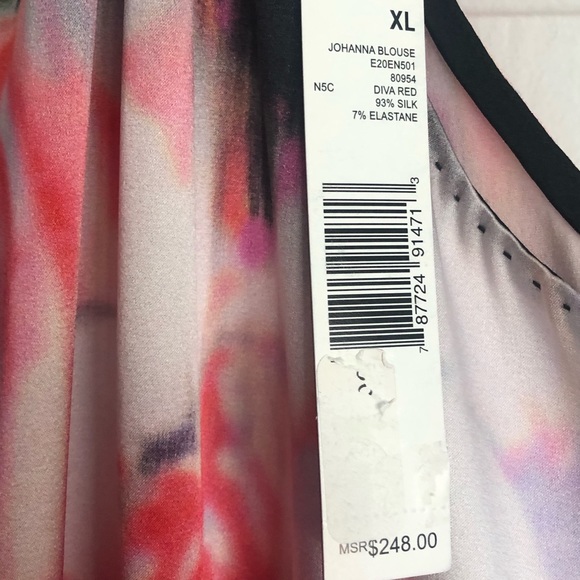 NEW Elie Tahari Johanna Silk Abstract Floral Tank Blouse XL - Picture 6 of 10
